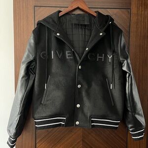 Givenchy Hooded Baseball Jacket Black
